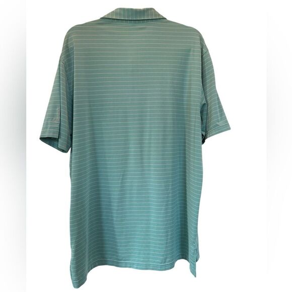 Peter Millar Crown Cool Striped Polo Shirt‎ Turquoise Blue White L - Picture 2 of 8